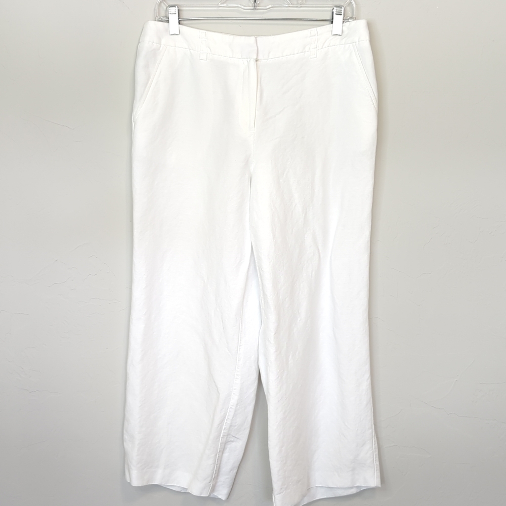 Jones New York white Linen Blend Capris Crop pants size 6
